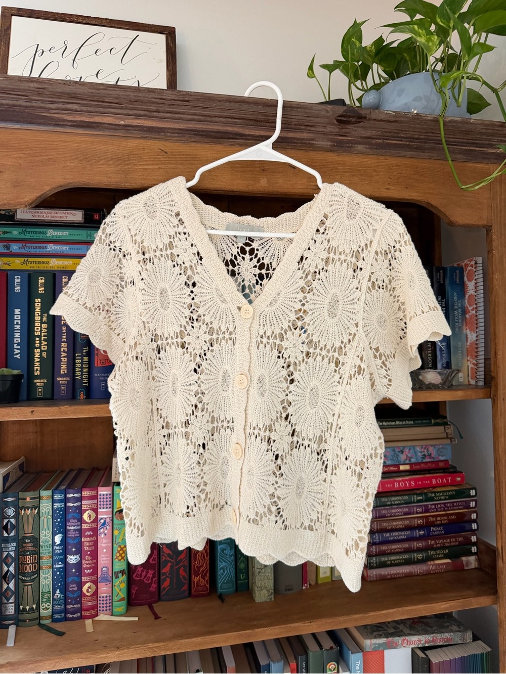 Crochet Button Short Sleeve Cardigan